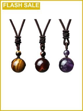 Natural Tiger Eye Amethyst Chakra Bead Pendant Necklace Adjustable Healing